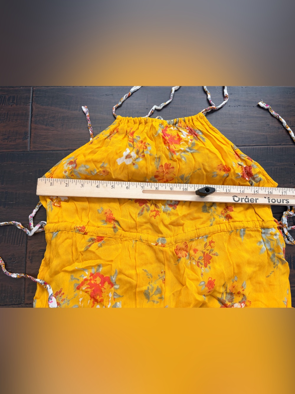 Floral Halter Wide-Leg Jumpsuit Mustard Yellow Free People Georgia Jumper Gold - Picture 5 of 8